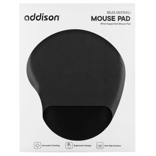 ADDISON%20300521,%20250x197x5mm,%20Bileklik%20Destekli,%20Mouse%20Pad%20(Siyah)