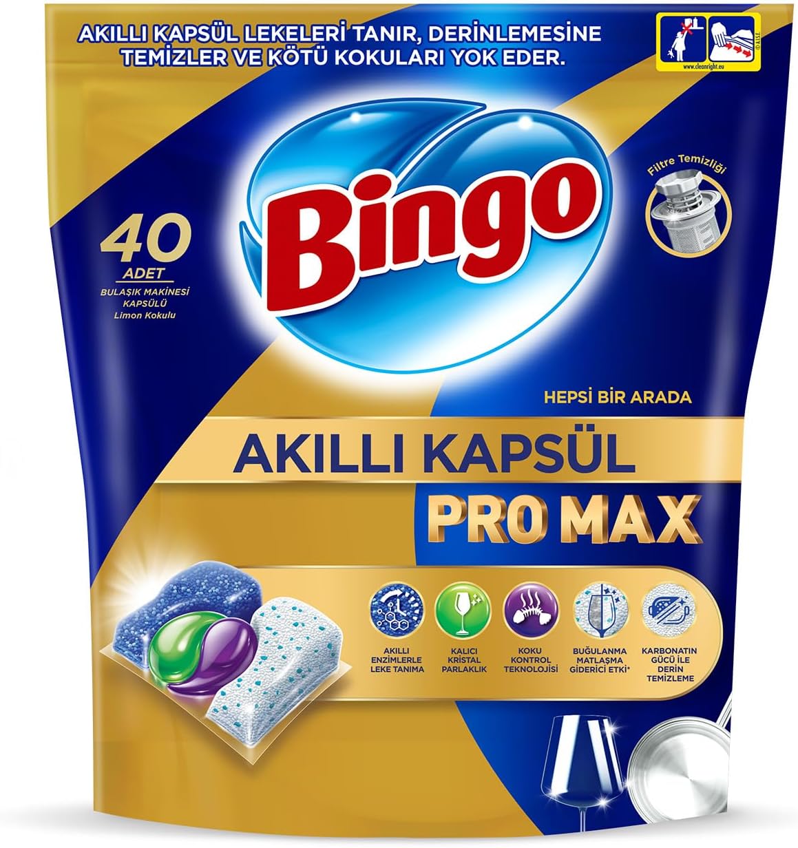 Bingo%20Pro%20Max%20Bulaşık%20Makinesi%20Deterjanı%20Tableti%2040’lı