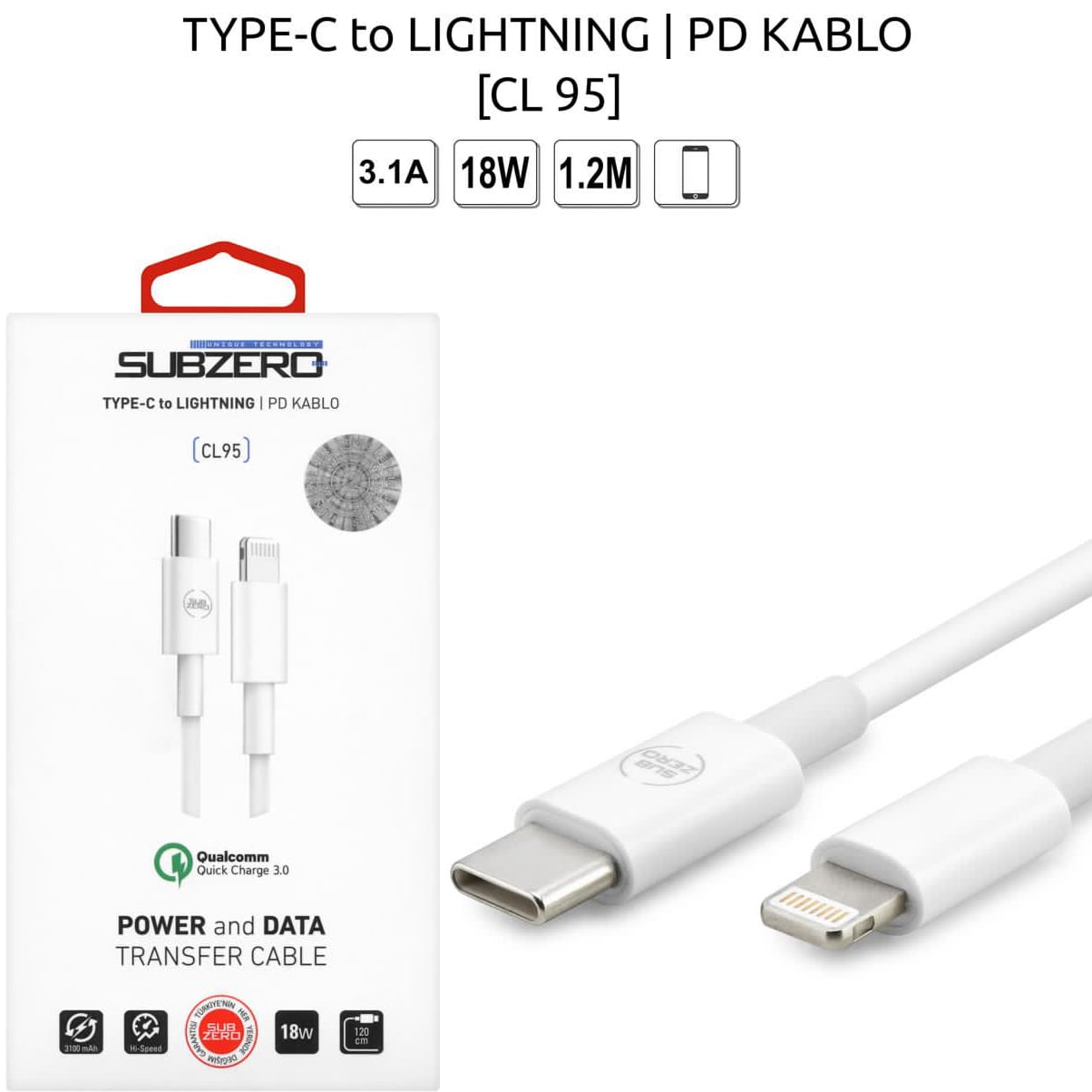 (TYPE-C%20To%20Lightning%20PD%20Kablu)%2018W%203.1A%201.2%20Metre%20Subzero%20CL95