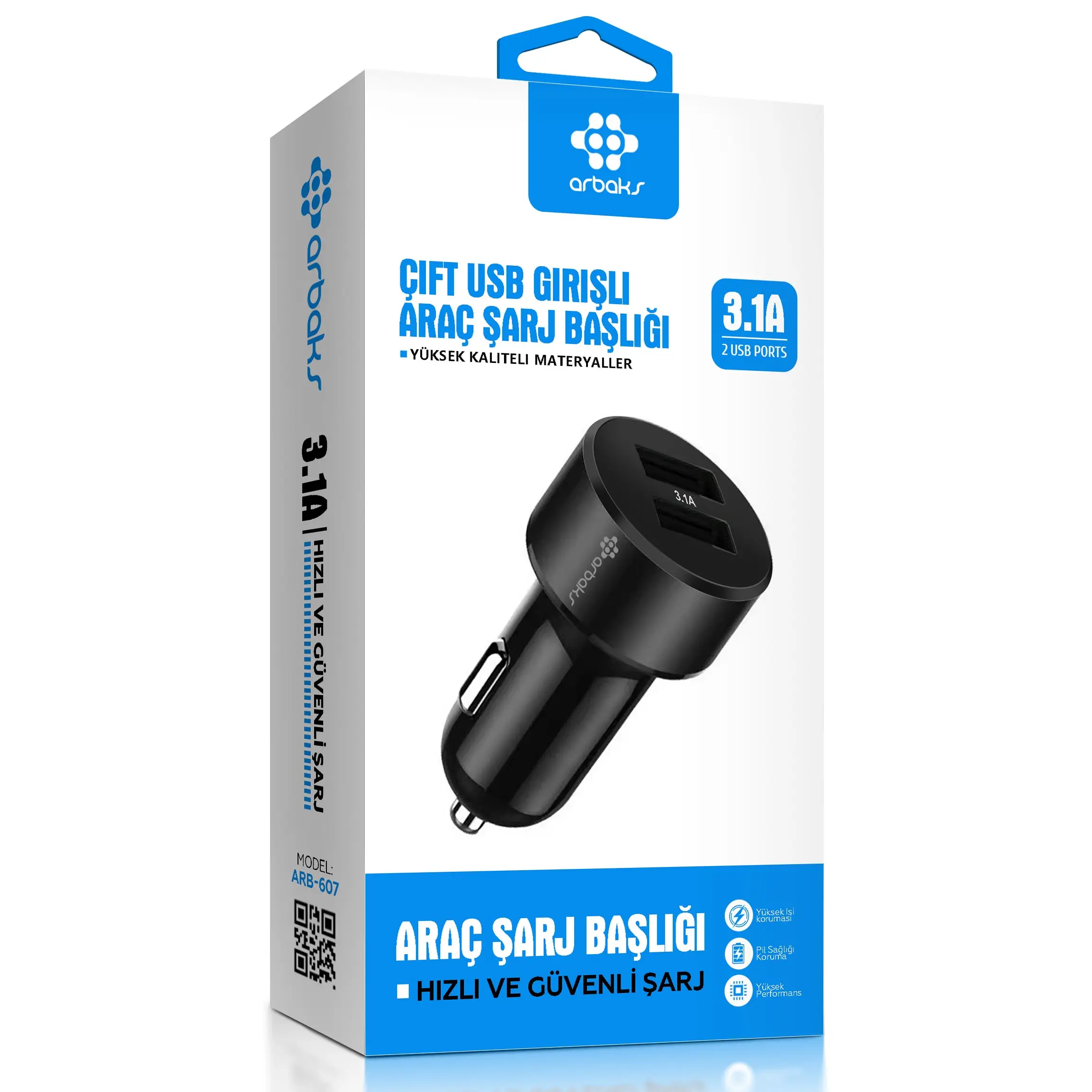 3.1A%20Çift%20Usb%20Girişli%20Araç%20Şarj%20Başlığı%20Arbaks%20ARB-607