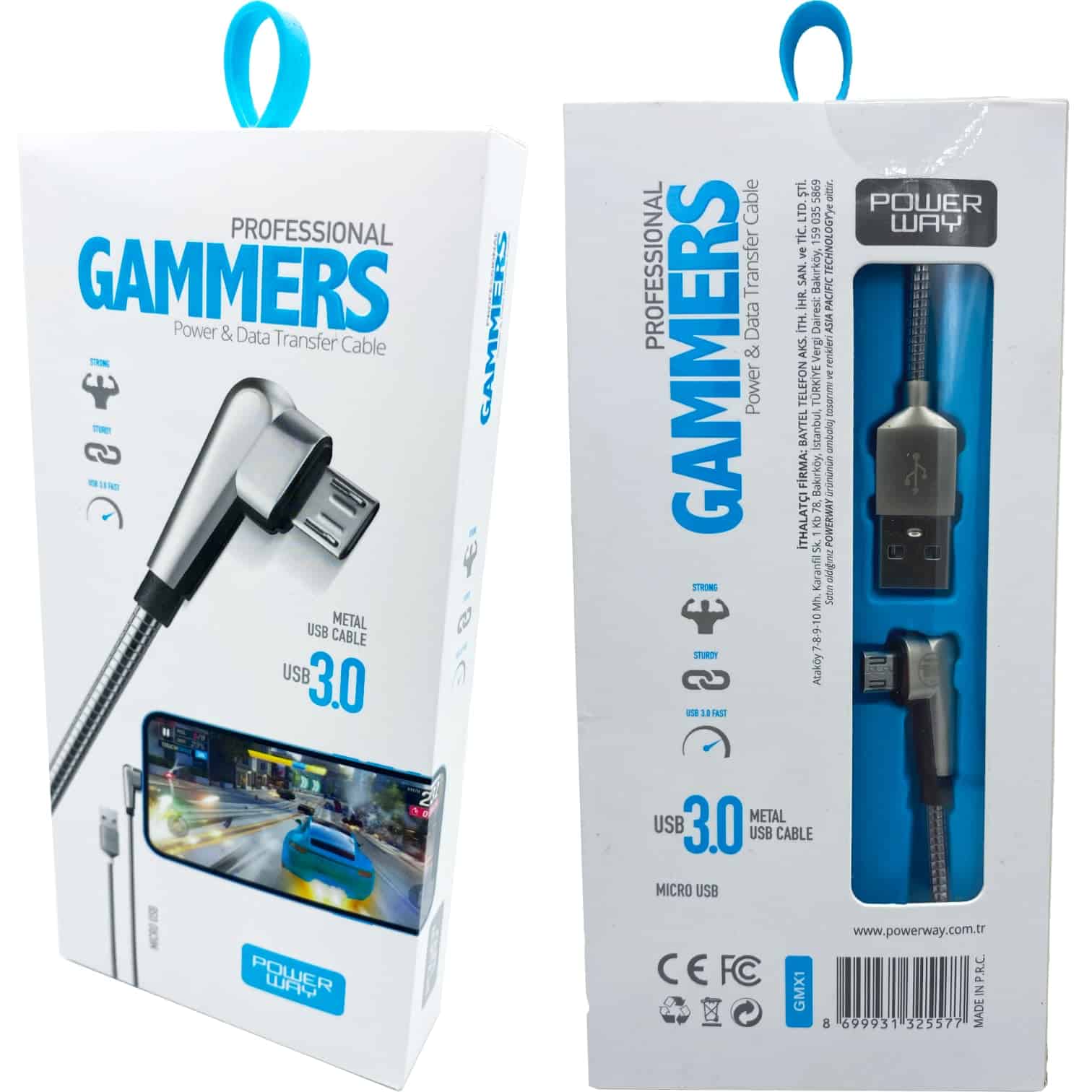 3.0A%20(Micro)%20Metal%20Gamer%20Hızlı%20Şarj%20Kablosu%20PowerWay%20GMX1