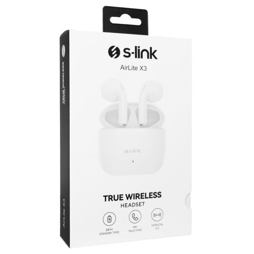 S-LINK%20AirLite%20X3,%20Beyaz,%20Bluetooth%205.3,%20Kablosuz,%20TWS%20Kulak%20içi,%20Dokunmatik%20Kontrol,%2016saat%20Çalma%20Süresi,%20Microfonlu%20Kulaklık