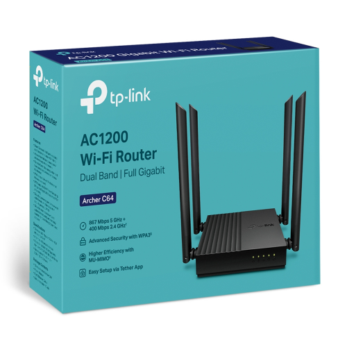 TP-LINK%20ARCHER%20C64,%20AC1200,%204Port,%20400-867Mbps,%20Dual%20Band%20WiFi,%20Masaüstü,%20Gigabit,%20Router,%20Access%20Point