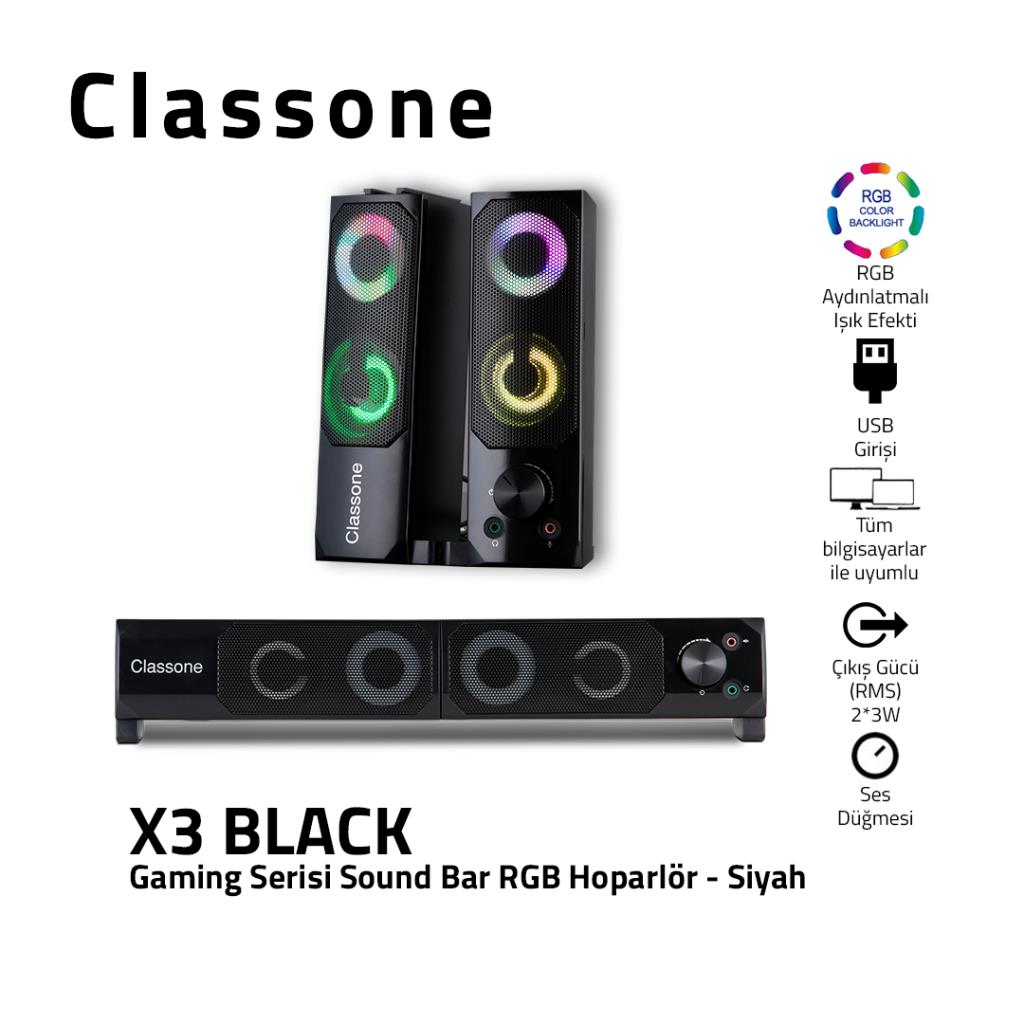 Classone%20X3%20Gaming%20Soundbar%20,%20RGB%20%20Hoparlör%20-Siyah%20-%20(%20Outlet%20Ürün%20)