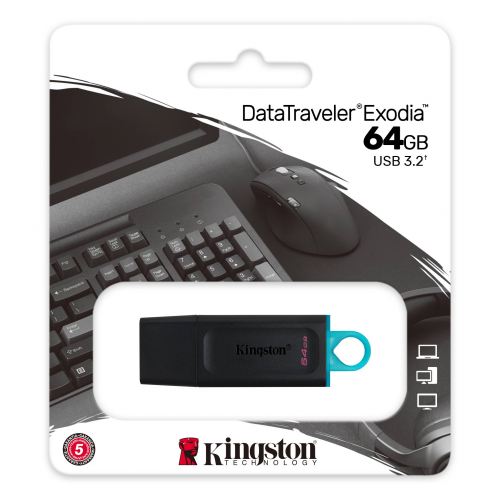 KINGSTON%20DTX/64GB%20USB%203.2%20Data%20Traveler%20Exodia%20%20Gen%201%20Flash%20Disk%20(Siyah%20-%20Turkuaz)