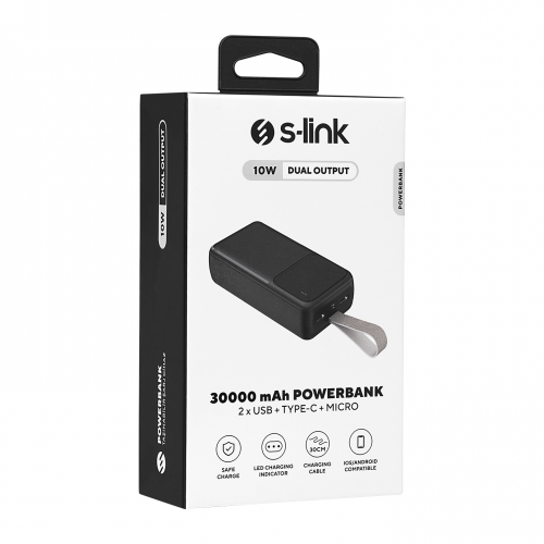 S-LINK%20G310,%20Siyah,%2030.000mAh,%202xUSB,%201xType-C,%204%20LED%20Göstergeli,%20PowerBank