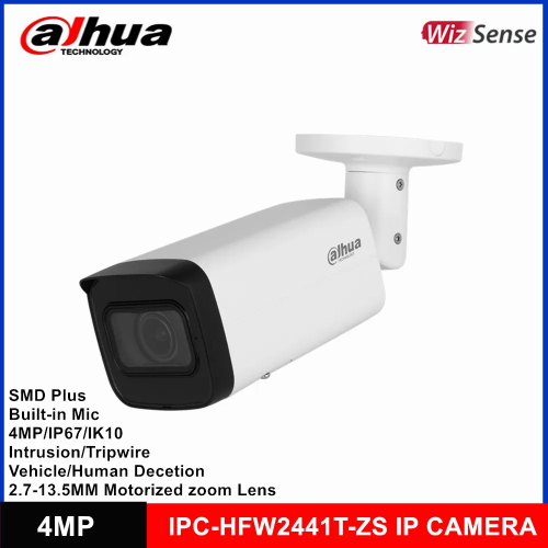 DAHUA%20IPC-HFW2441T-ZAS-2713%204Mpix,%202,7-13,5mm%20%20Motoriz%20Lens,%20H265+,Starlight,%2060Mt%20Gece%20Görüşü,%20Dahili%20Mikrofon,%20IP67,%20PoE%20Bullet%20IP%20Kamera