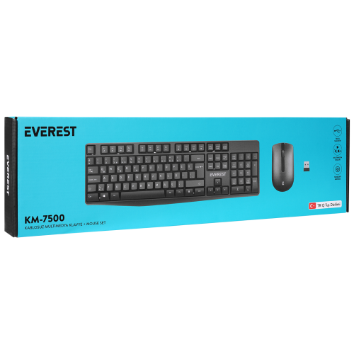 EVEREST%20KM-7500,%20Siyah,%20Türkçe%20Q,%20Kablosuz,%20Klavye%20Mouse%20Set