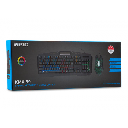 EVEREST%20KMX-99,%20Rainbow%20Işıklı,%20Türkçe%20Q,%20USB%20Kablolu,%20Gaming,%20Klavye%20Mouse%20Set