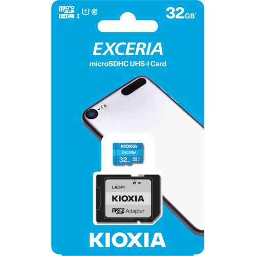 KIOXIA%2032GB%20Exceria,%20UHS-1,%20CL10,%20100Mb/s,%20MicroSD%20Kart%20Bellek%20(SD%20Adaptörlü)