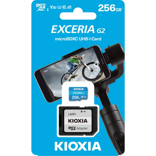 KIOXIA%20256GB%20ExceriaG2,%20U1%20V30%204K,%20CL10,%20100Mb/s,%20MicroSD%20Kart%20Bellek%20(SD%20Adaptörlü)