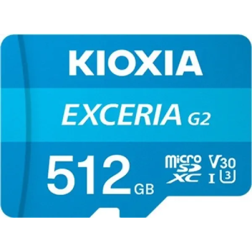 KIOXIA%20512GB%20ExceriaG2,%20U1%20V30%204K,%20CL10,%20100Mb/s,%20MicroSD%20Kart%20Bellek%20(SD%20Adaptörlü)