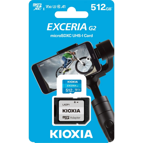 KIOXIA%20512GB%20ExceriaG2,%20U1%20V30%204K,%20CL10,%20100Mb/s,%20MicroSD%20Kart%20Bellek%20(SD%20Adaptörlü)