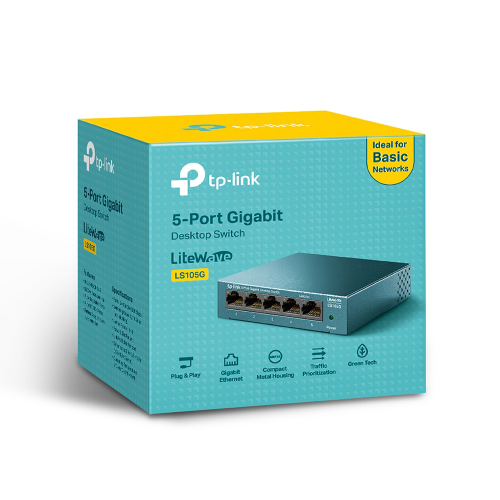 TP-LINK%20LS105G,%205%20Port,%20GigaBit,%20Metal%20Kasa,%20Yönetilemez,%20Masaüstü%20Switch