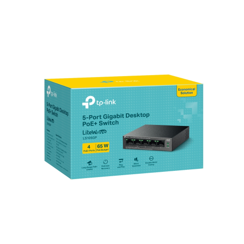 TP-LINK%20LS105GP,%20Green%20Tech,%205%20Port,%20GigaBit,%20%204%20Port%20POE,%20Metal%20Kasa,%2065W,%20Yönetilemez,%20Masaüstü%20Switch