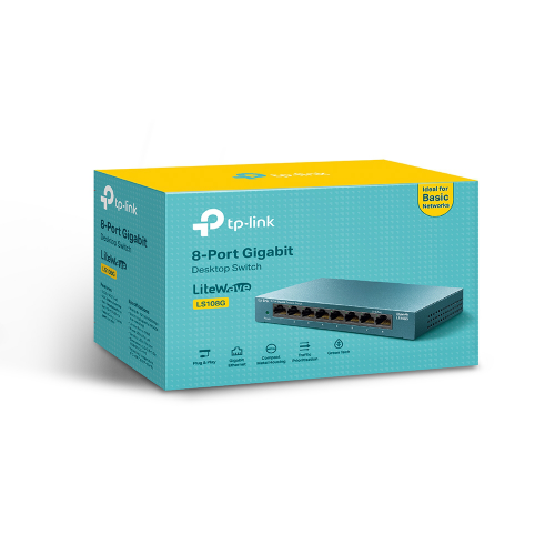 TP-LINK%20LS108G,%20Green%20Tech,%208%20Port%20GigaBit,%20Yönetilemez,%20Masaüstü%20Switch