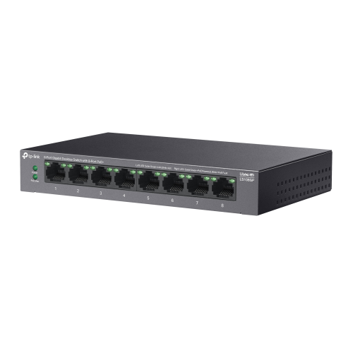 TP-LINK%20LS108GP,%20Green%20Tech,%208%20Port%20GigaBit,%208%20Port%20Poe,%2062W,%20Yönetilemez,%20Metal%20Kasalı%20Switch