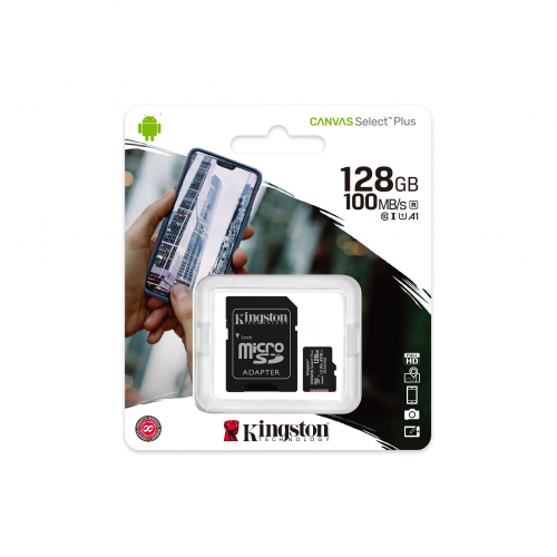 KINGSTON%20SDCS2/128GB,%20CANVAS,%20CL10,%20100Mb/s,%20MicroSD%20Kart%20Bellek%20(SD%20Adaptörlü)