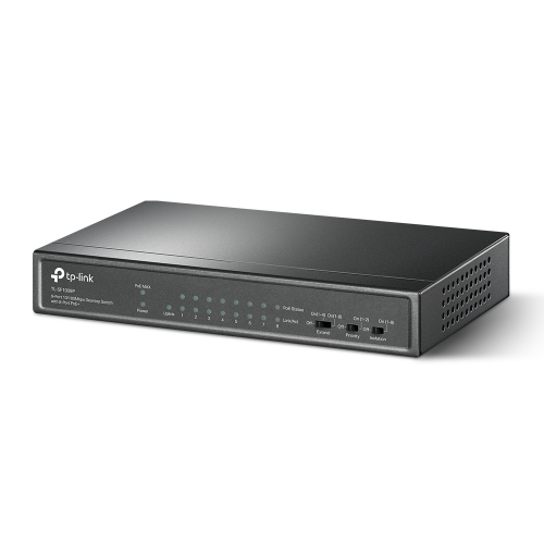 TP-LINK%20TL-SF1009P,%208%20Port,%20MegaBit,%20Metal%20Kasa,%208%20Port%20PoE,%2065W,%20+1%20Port%20Uplink,%20Yönetilemez,%20Masaüstü%20Switch