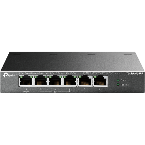 TP-LINK%20TL-SG1006PP%206%20Port,%20GigaBit,%20Metal%20Kasa,%204%20Port%20PoE,%2064W,%20Yönetilemez,%20Masaüstü%20Switch