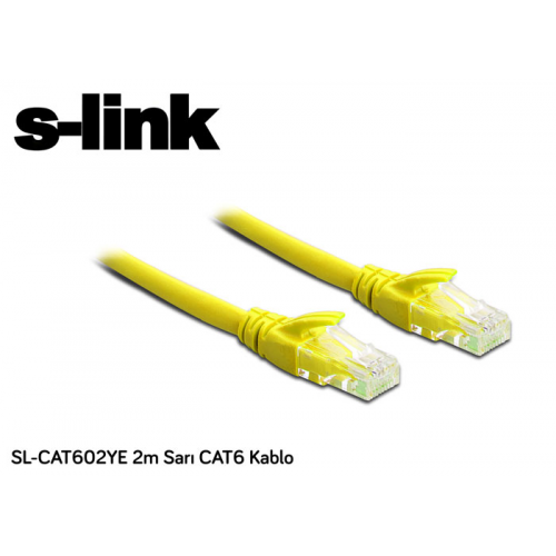 S-LINK%20SL-CAT602YE,%20CAT6,%20Patch,%202Mt,%20Kablo%20(Sarı)