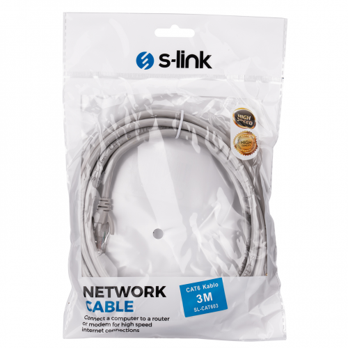 S-LINK%20SL-CAT603,%20CAT6,%20Patch,%203Mt,%20Kablo%20(Gri)