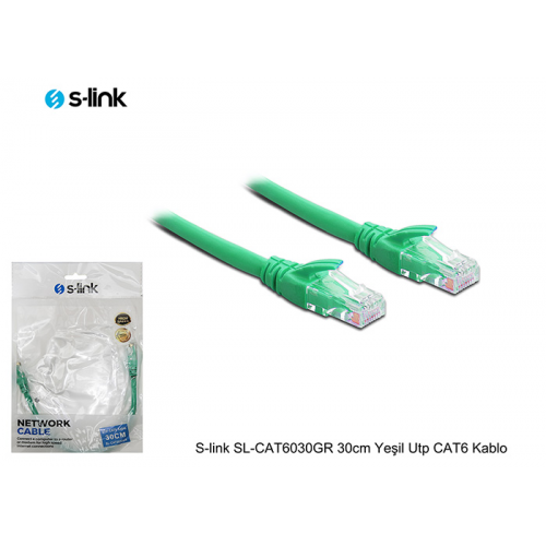 S-LINK%20SL-CAT6030GR%20CAT6%20Patch%2030CM%20Kablo%20(Yeşil)