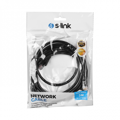 S-LINK%20SL-CAT603BK,%20CAT6,%20Patch,%203Mt,%20Kablo%20%20(Siyah)