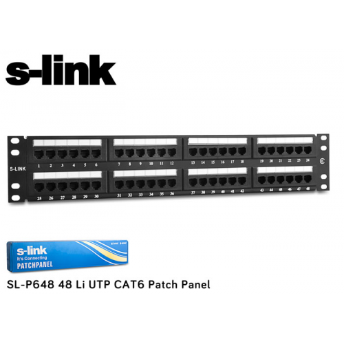 S-LINK%20SL-P648%20Cat6%20Patch%20Panel,%2048-Port,%20UTP,%201U