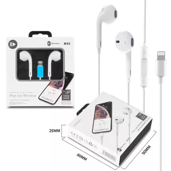 Bluetooth iphone Lightning Kablolu Kulaklık M80
