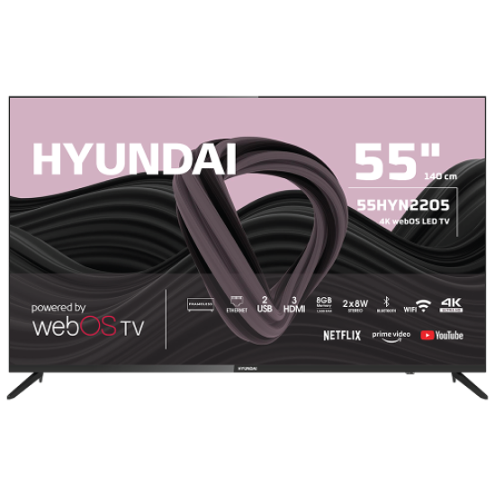 HYUNDAI 55HYN2205-UD05F, 55’’ 140cm, 4K Ultra HD, Dahili Wi-Fi, Dahili Uydu Alıcılı, Smart Led Televizyon