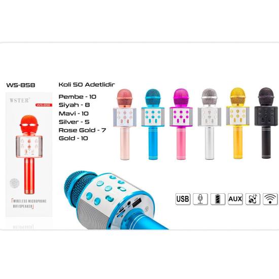 Karaoke Bluetooth Mikrofonu Aux Sd Card Girişli WS-858