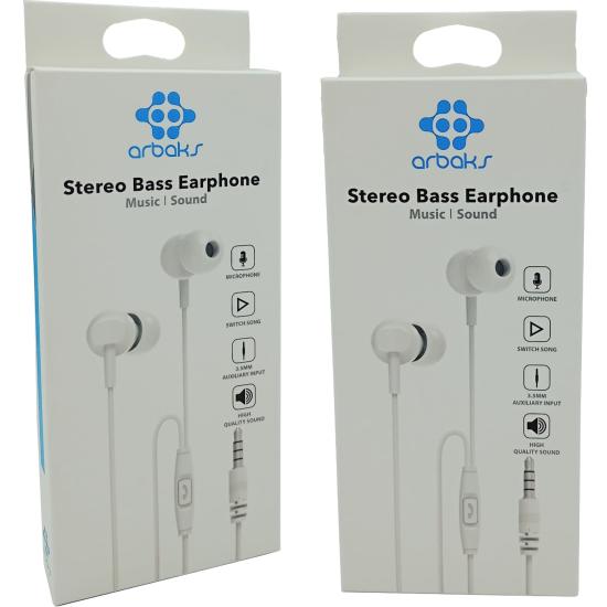 Mikrofonlu Stereo Bas Kulaklık Arbaks ARB-220 (Beyaz)