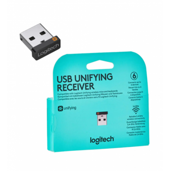 LOGITECH USB UNIFYING RECEIVER, 910-005931, USB Kablosuz Alıcı, 6 Cihaz için Tek Alıcı