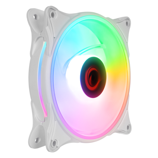 Rampage GLARE F50, 38CFM, 1200RPM, 12cm, Rainbow, 3P+4P Molex Soketli, Beyaz Kasa Fanı