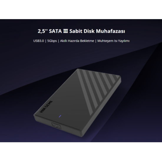 HIKSEMI HS-HUB-MHB201, USB3.0, 2,5’’ SSD ve HDD Destekler, 5Gbps, Siyah, Windows, Mac-OS, Linux, Android, Alüminyum Disk Kutusu