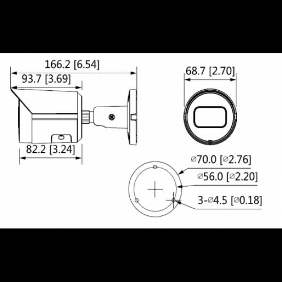 DAHUA IPC-HFW1230S-S-0360B-S4  2Mpix, 3,6mm Lens,  SD Kart, Starlight, H265+, 30Mt Gece Görüşü, IP67, PoE Bullet IP Kamera