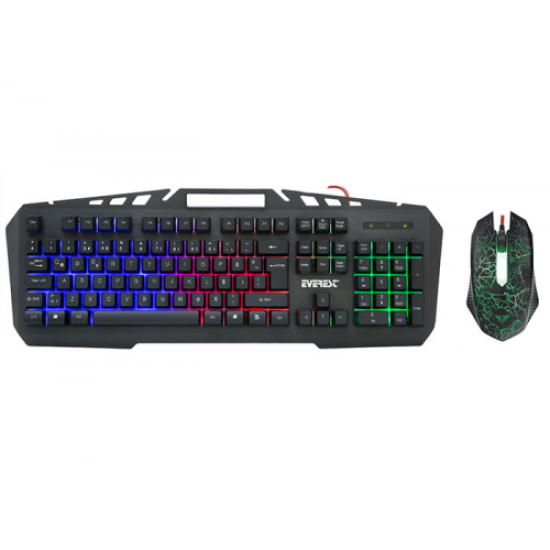 EVEREST KMX-99, Rainbow Işıklı, Türkçe Q, USB Kablolu, Gaming, Klavye Mouse Set