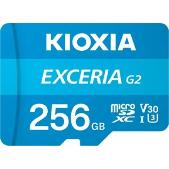 KIOXIA 256GB ExceriaG2, U1 V30 4K, CL10, 100Mb/s, MicroSD Kart Bellek (SD Adaptörlü)