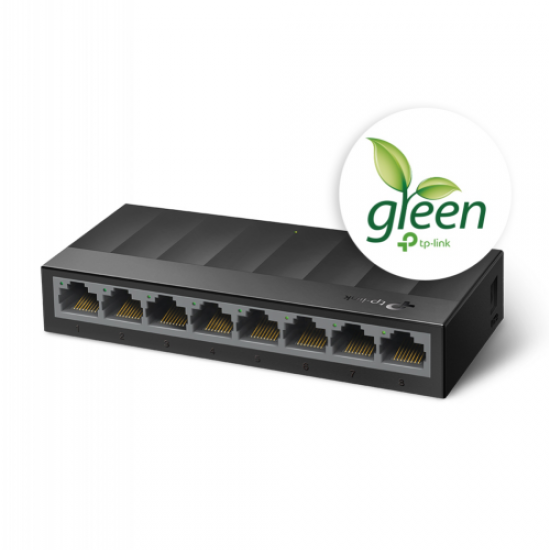 TP-LINK LS1008G, Green Tech, 8 Port GigaBit, Yönetilemez, Masaüstü Switch