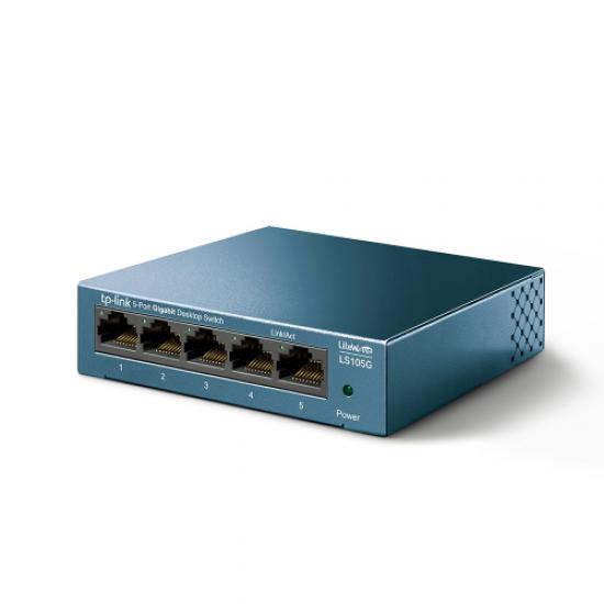 TP-LINK LS105G, 5 Port, GigaBit, Metal Kasa, Yönetilemez, Masaüstü Switch