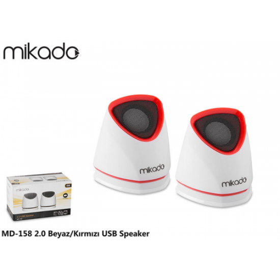 MIKADO MD-158, 6W, 1+1, Masaüstü, USB, Speaker, (Beyaz-Kırmızı)