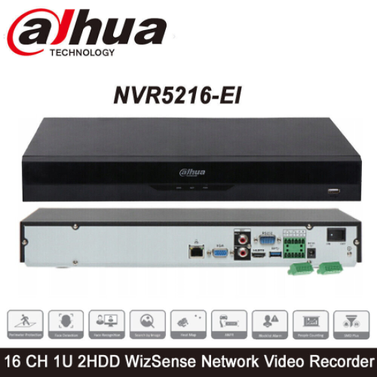 DAHUA  NVR5216-EI, 16Kanal, 12Mpix, H265+, 2 HDD Desteği, 1080P Kayıt, 320Mbps Bant Genişliği, NVR