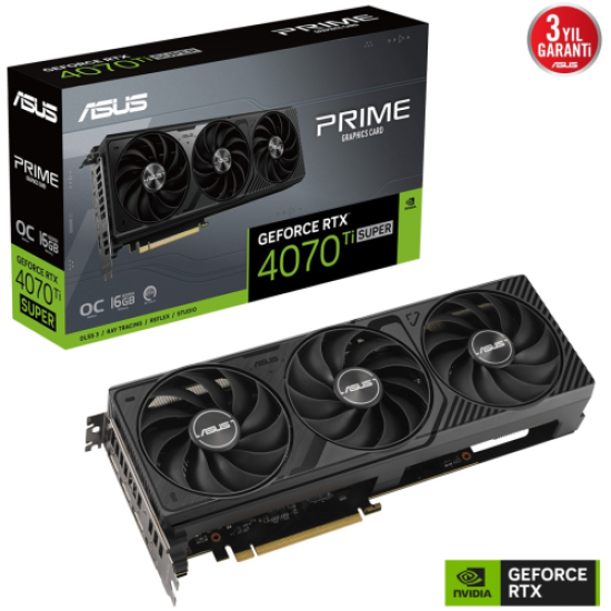 ASUS PRIME-RTX4070TIS-O16G, SUPER, 16Gb, 256Bit, GDDR6X, 1xHDMI, 3xDP GAMING Ekran Kartı