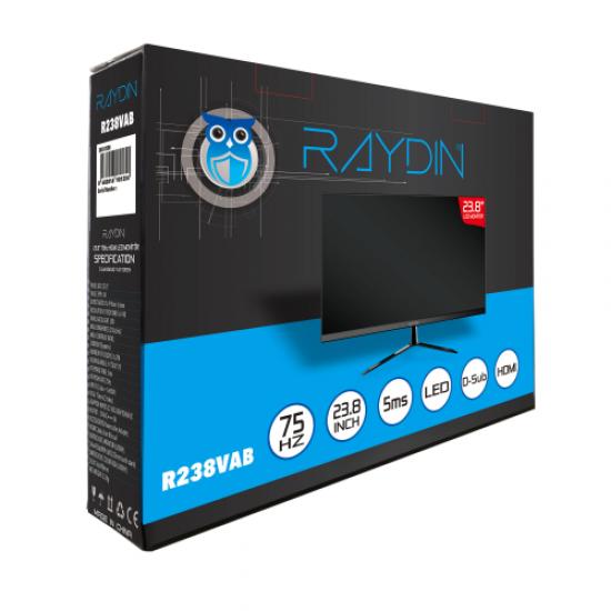 RAYDIN R238VAB 23,8’’ 5ms, 75Hz, Full HD, D-Sub, HDMI, Frameless, VA LED Monitör (Siyah)