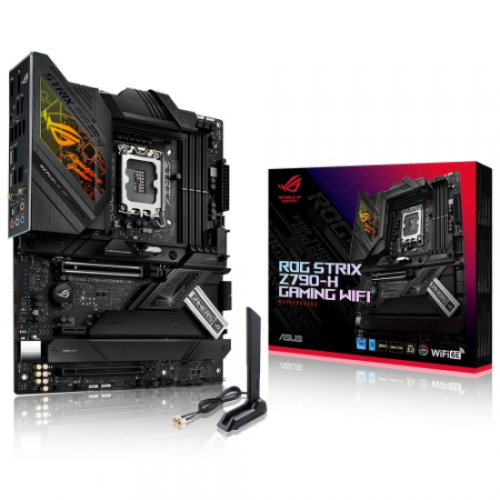 ASUS ROG STRIX Z790-H GAMING WIFI, 4xDDR5, 4x M.2, HDMI, DP, 2xType-C, Wi-Fi 6E, Bluetooth v5.3, 12-13.Nesil, LGA1700 Soket, Anakart