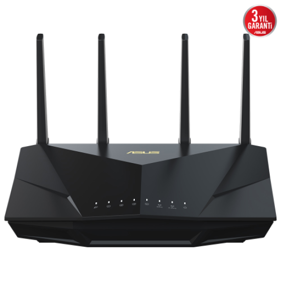 ASUS RT-AX5400, AX5400, 574-4804Mbps, 2.4GHz-5GHz, WPS Butonu, 4Port LAN, 1Port WAN, Dual Band, WiFi6, AiMesh, Genişletilebilir Router