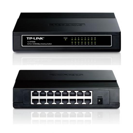 TP-LINK TL-SF1016D, 16 Port, MegaBit, Yönetilemez, Masaüstü Switch