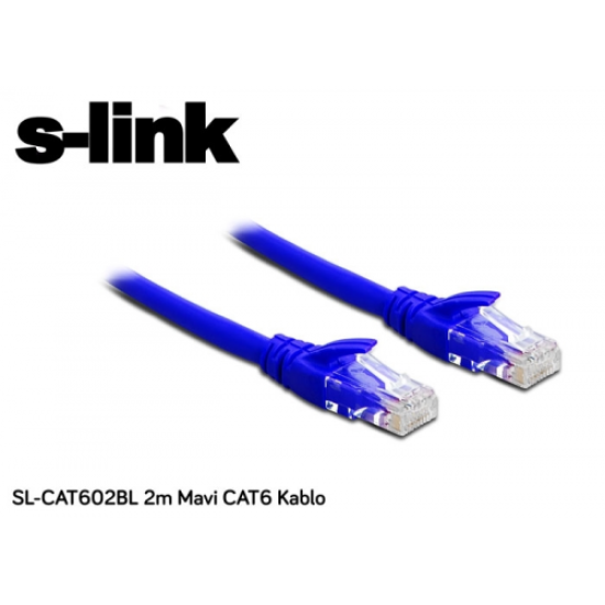 S-LINK SL-CAT602BL, CAT6, Patch, 2Mt, Kablo (Mavi)