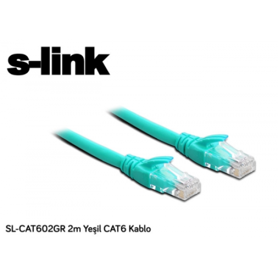 S-LINK SL-CAT602GR, CAT6, Patch, 2Mt, Kablo (Yeşil)